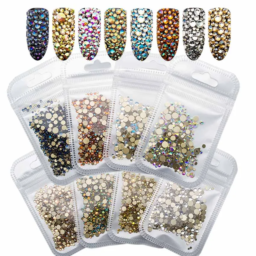 5g AB Glass Nail Rhinestones Gold Flatback Nails Accessories Stones
