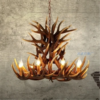 

Nordic Candle Antler LED Chandelier Lighting American Retro Resin LOFT Pendant Lamps Home Decoration Kitchen Fixtures luminaire