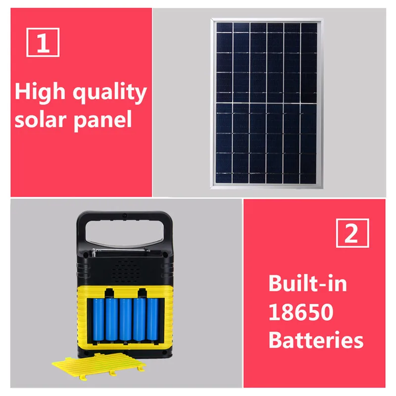 Солнечная панель питания генератор портативный солнечный генератор светодиодный светильник с FM MP3 USB зарядное устройство 10 Вт 6 в солнечная панель домашняя система