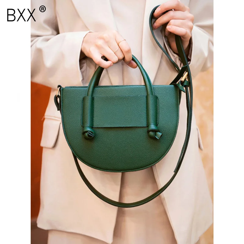 

[BXX]2019 New Pattern Concise Blackish Green Personality Semicircle Single Strap Portable Woman Messenger Shoulder Bag LM832