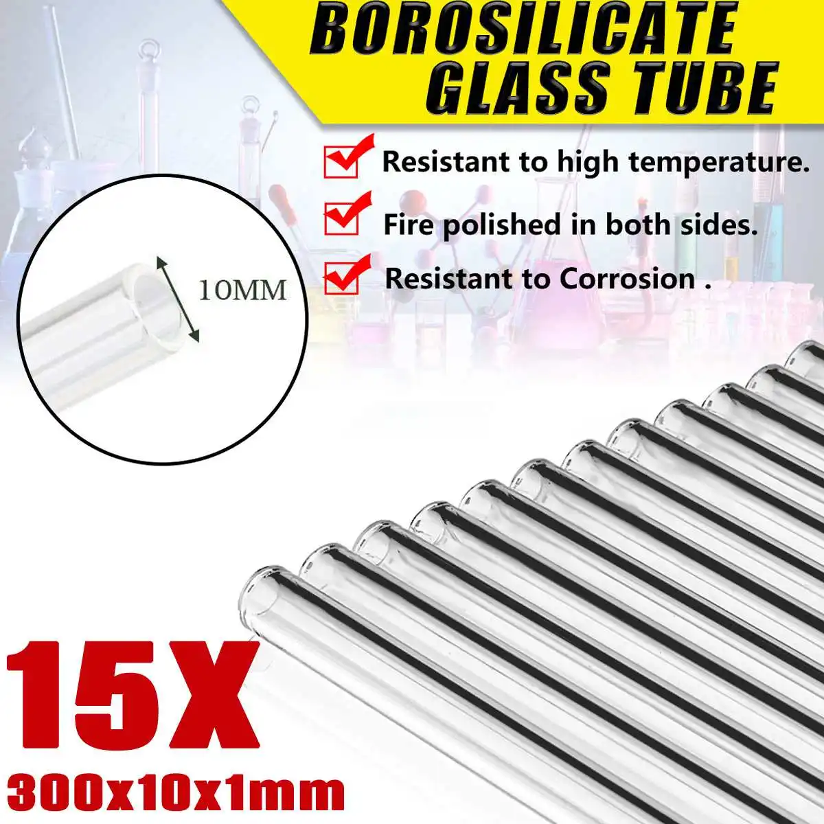 15 шт. 300 мм OD-10mm 1 мм Толстая стенка боросиликатное стекло выдувная прозрачная трубка пипетка домашняя школьная фабрика лабораторные принадлежности