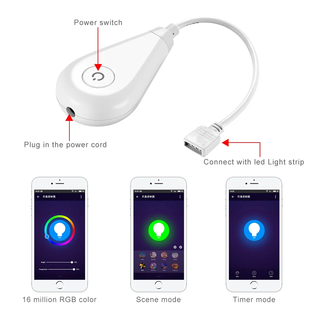 RGB LED Light Strip Wifi Controller DC12V Smart Life ...