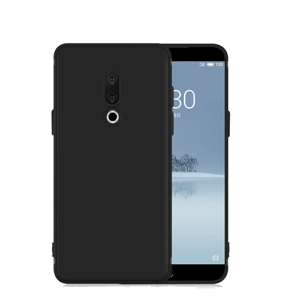 Чехол-накладка для Meizu 15 / Plus Lite M15 ТПУ мягкий черный матовый противоударный |