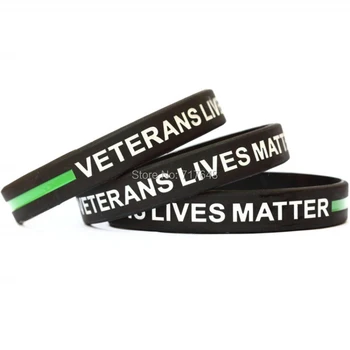 

100pcs Veterans Lives Matter Thin Blue Line wristband silicone bracelets free shipping by ePacket A