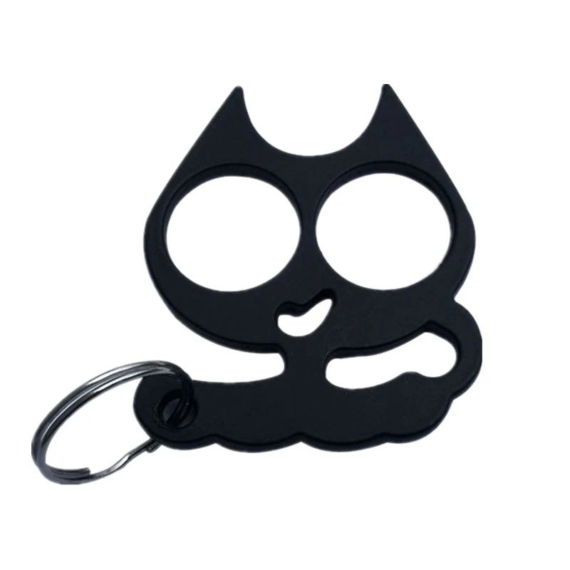 

Cat keychain Ring Buckle Sefl-Defense Toy MultiTools Outdoor Metal Ring Four finger edc survival Tool Fashion Christmas gift