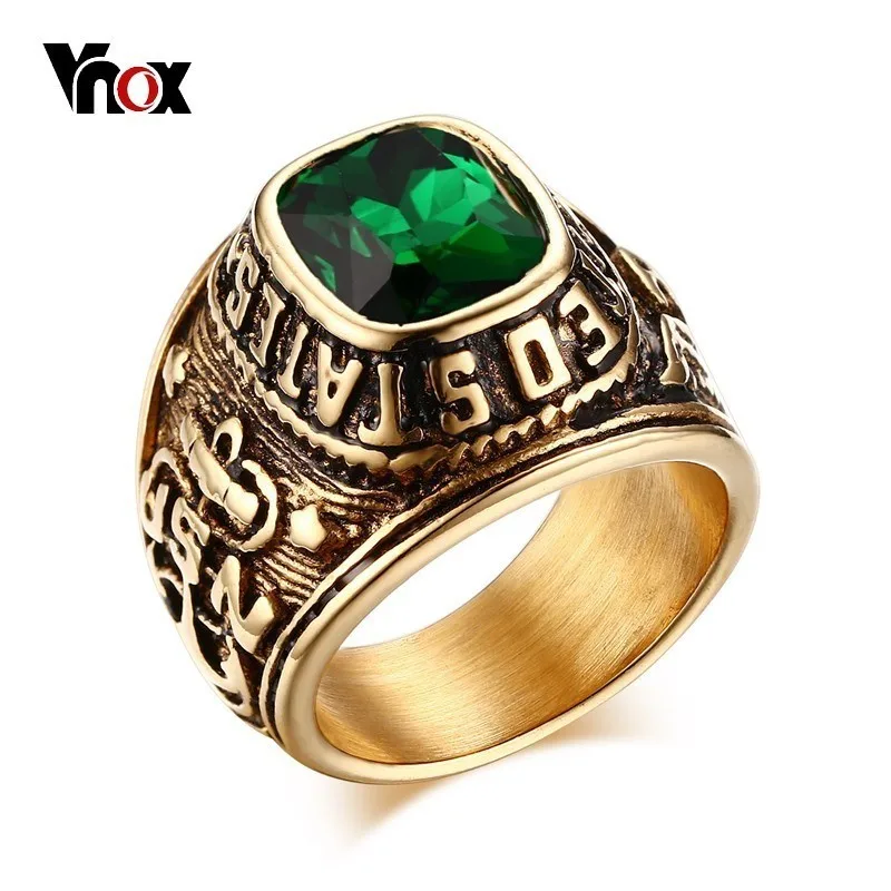 

Vnox Chunky Eagle Casting Men Ring United States Navy Gold Color Stainless Steel Male Punk Rocky Jewelry