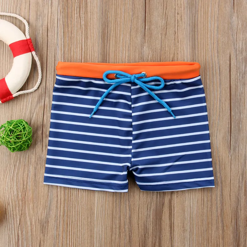 Летние купальные штаны с высокой талией; милые детские повседневные шорты в полоску для мальчиков; купальный костюм; шорты