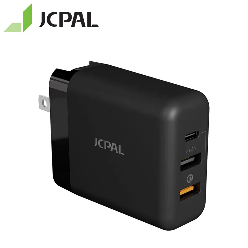 JCPAL USB-C путешествия Зарядное устройство с USB Порты и разъёмы 30 Вт USB-C PD Мощность включает в себя США ЕС и Великобритании штепсели для путешествий