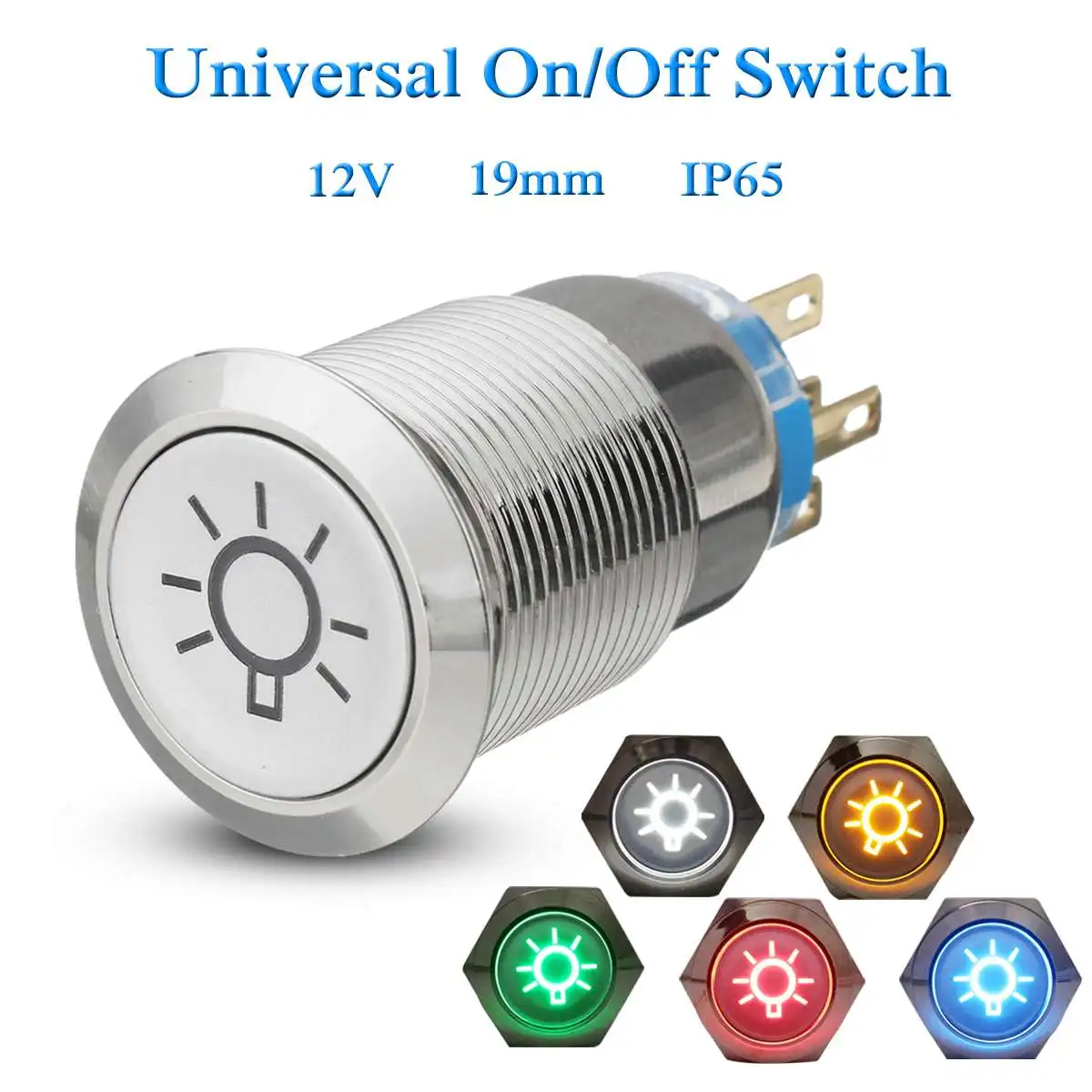 

19mm LED Push Button Switch 12V Dome Light Fog Lamp Switches Self-lock Momentary For Car Truck Boat