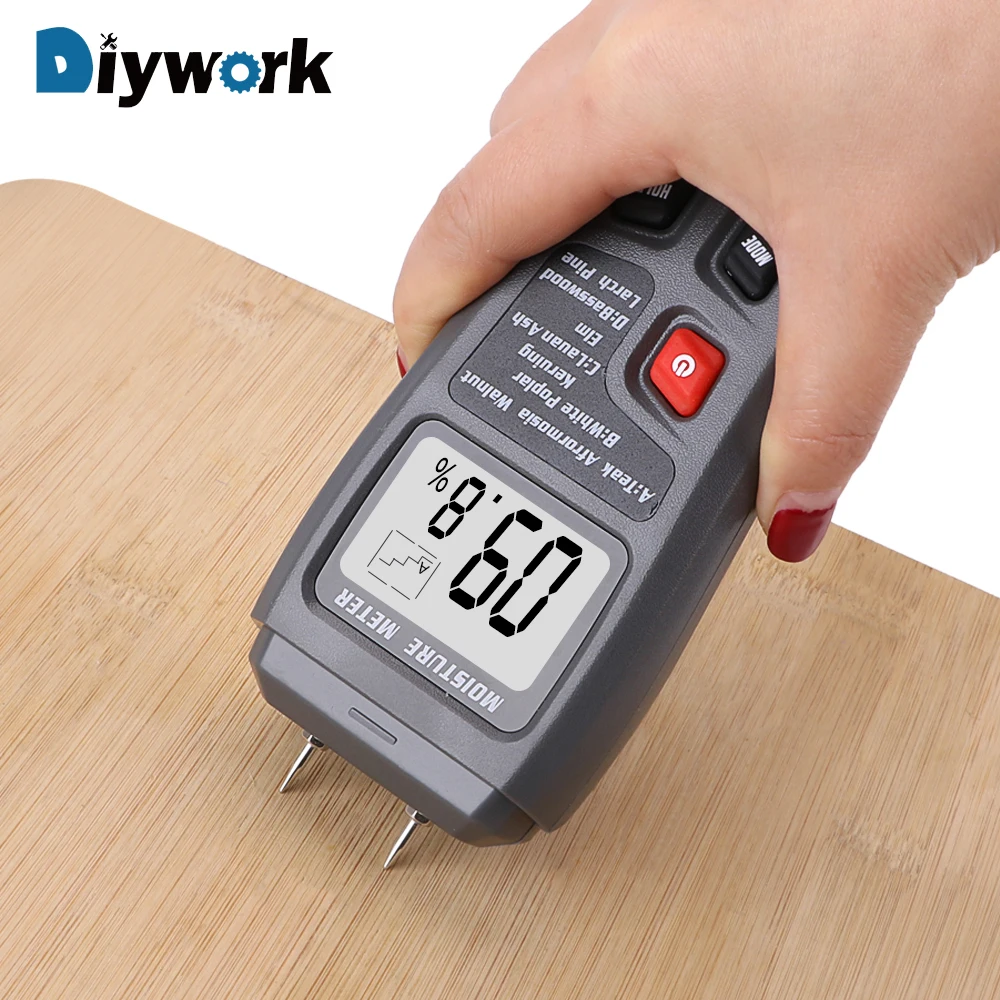 

DIYWORK Digital Wood Moisture Meter Wood Humidity Tester Two Pins Portable Timber Damp Detector with Large LCD Display 0-99.9%