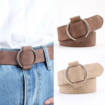 

Women's 2019 Fashion Leather Round Buckle Waist Belt Vintage Metal Lady Waistband Multiple Colors
