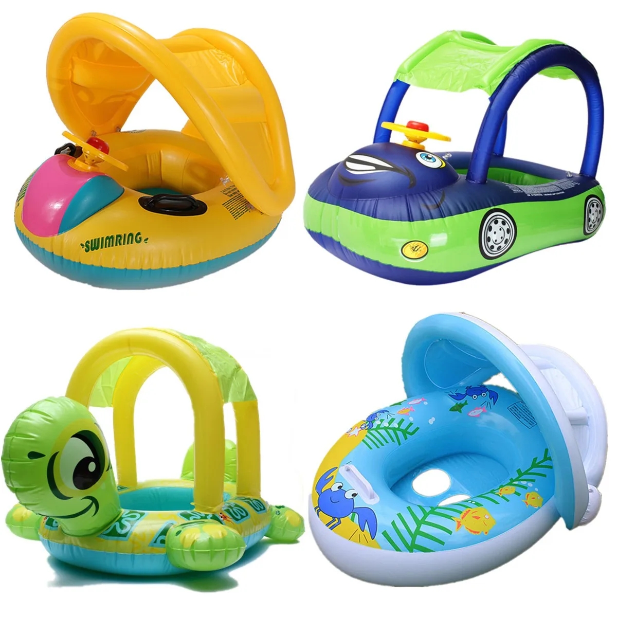 Details about   Summer Float Seat Boat Car Swim Ring Pool Water Sport Fun Toy Baby Kid Sunshade 