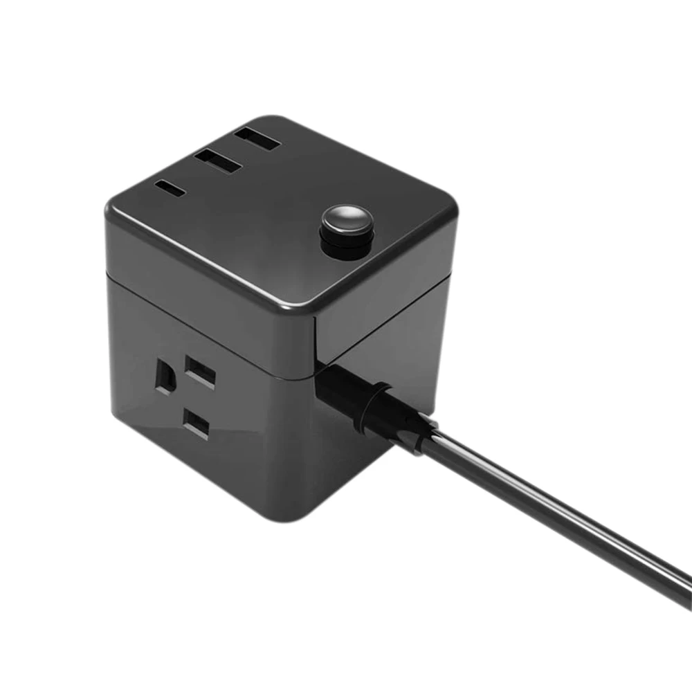 Цена США штекер Компактный Квадратный умный блок питания с 1 USB C зарядный порт и 2 USB порта и переключатель управления, портативный квадратный мощ...