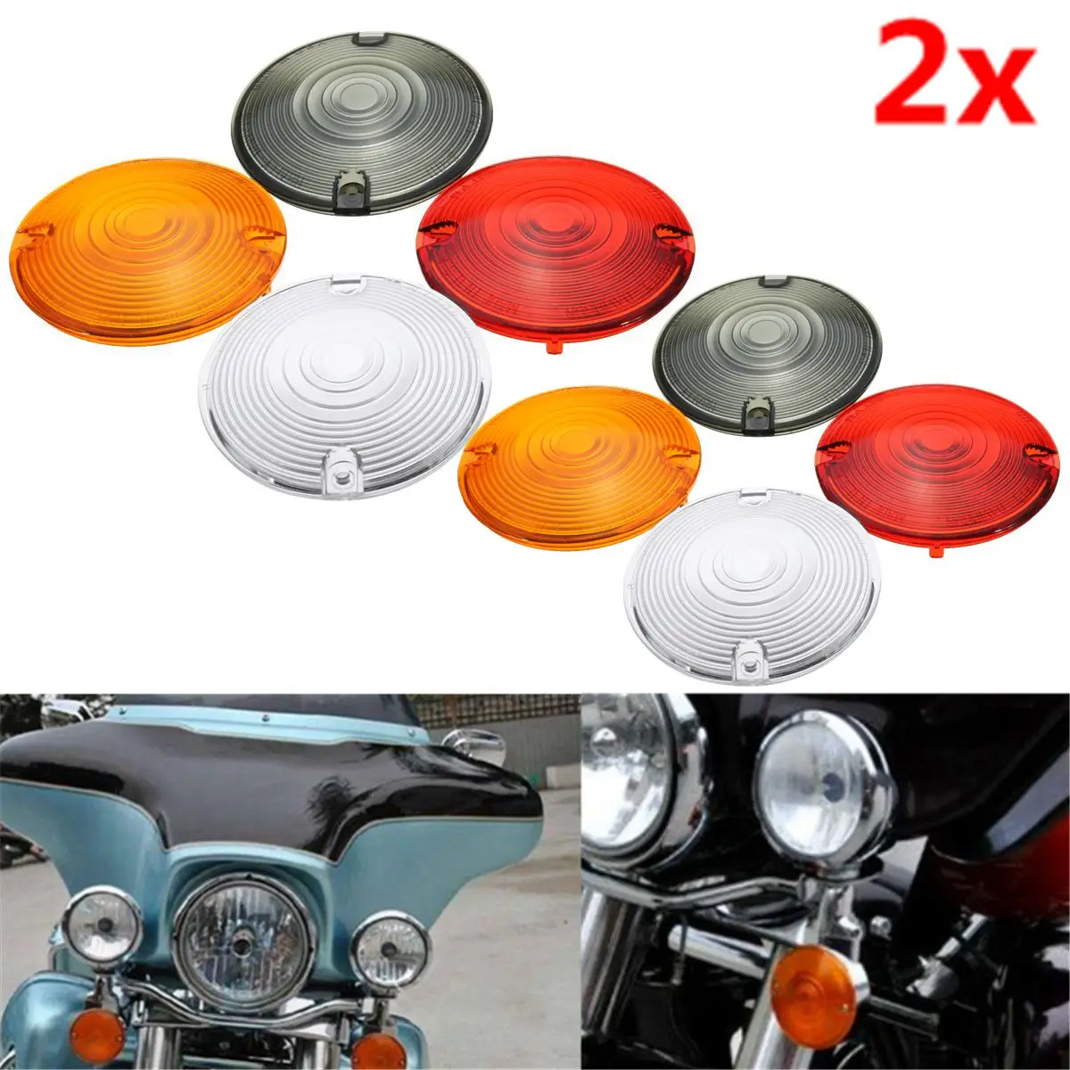 2pcs Motorcycle Turn Signal Light Indicator Lens Cover For Harley
