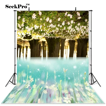 

Thin Vinyl forest tree flowers baby kids children Photo Backdrops Printed studio indoor professional Photographic Background
