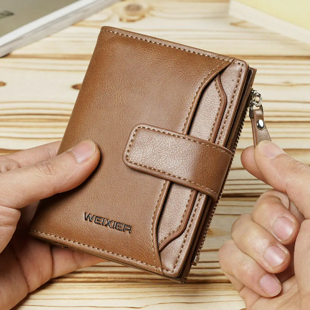 

Men Business PU Leather Wallet Pocket Coin Card Money Holder Clutch Bifold Slim Purse Black Khaki Dark Brown