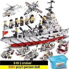 Military series Building Block Bricks Cruiser Battleship Navy warships aircraft Model Building Blocks Toys Compatible Legoings star wars series the republic cruiser war 7665 building blocks 963pcs bricks compatible with legoings toys