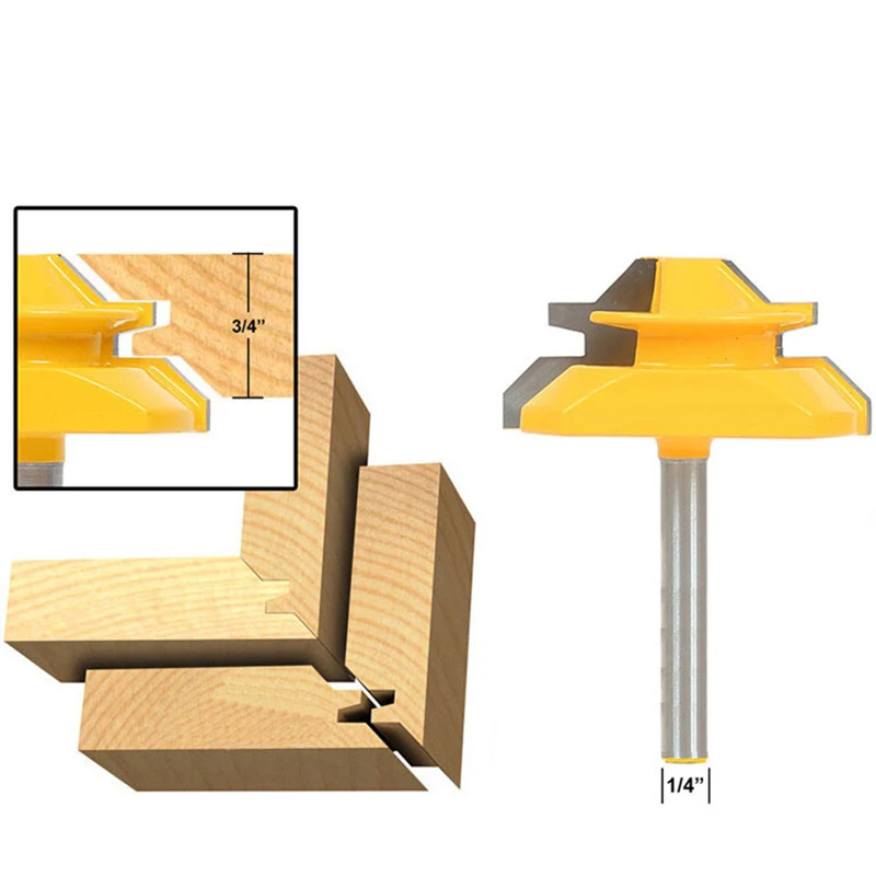 2 шт. 1/4 в хвостовик соединение в УС с врезкой клей бит совместного маршрутизатора 45 градусов резьба по дереву Главная Инструмент
