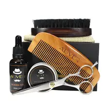 5 шт. набор для ухода за бородой эфирное масло бальзам ножницы-гребень щетка для мужчин ежедневный уход