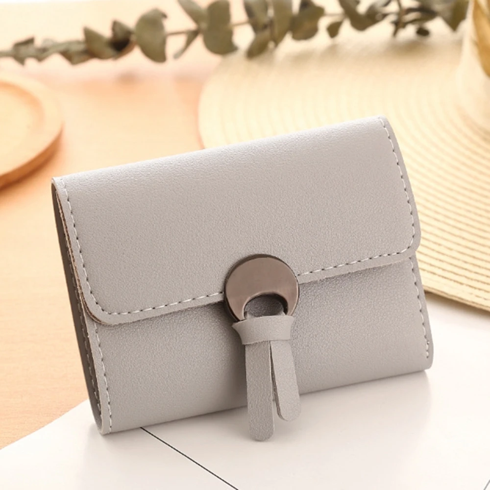 

Simple Pu Leather Ladies Wallet Han Fan Small 3 Fold Card Pack Purse Fresh Girls Wallet Small Wallet