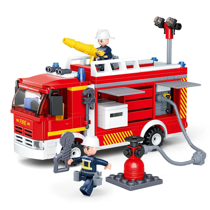 

Ban Block 0626 Fire Alarm Series Pitcher Fire Engine Children Alpinia Oxyphylla Assembling Spelling Insert Building Block Toys