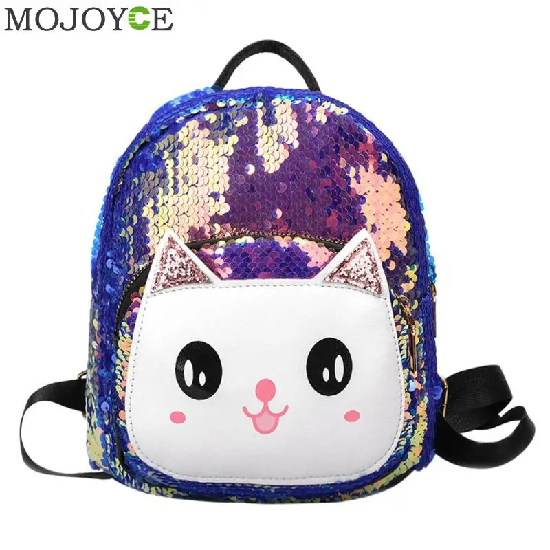 

Sequins Cat Backpacks Women PU Mochila Bling Rucksack Glitter Teenager Girls Travel Shoulder Bags School Bag Sequin Bolsas Mujer