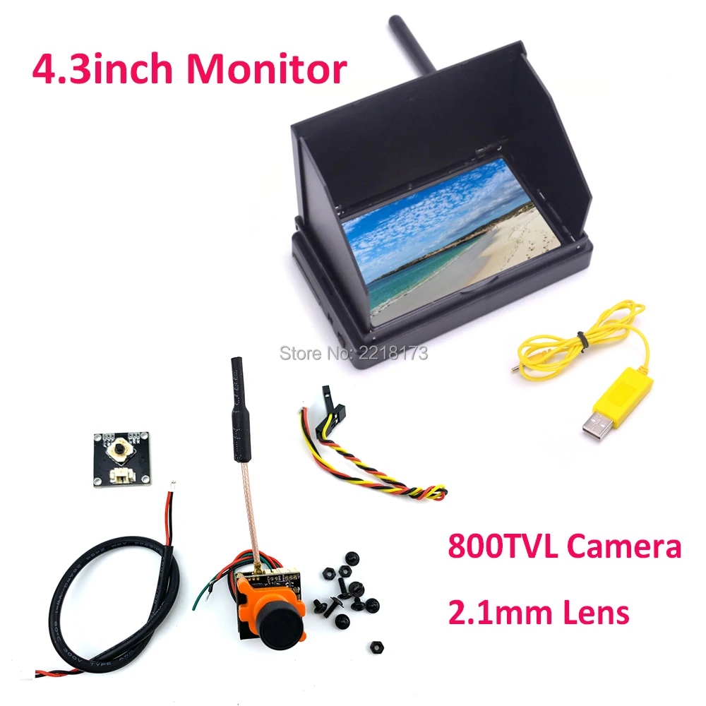 4,3 дюймов 480x22 беспроводной монитор Мини 800TVL FPV CCD камера 2,1 мм объектив NTSC/PAL с OSD и передатчиком 48CH для радиоуправляемого дрона