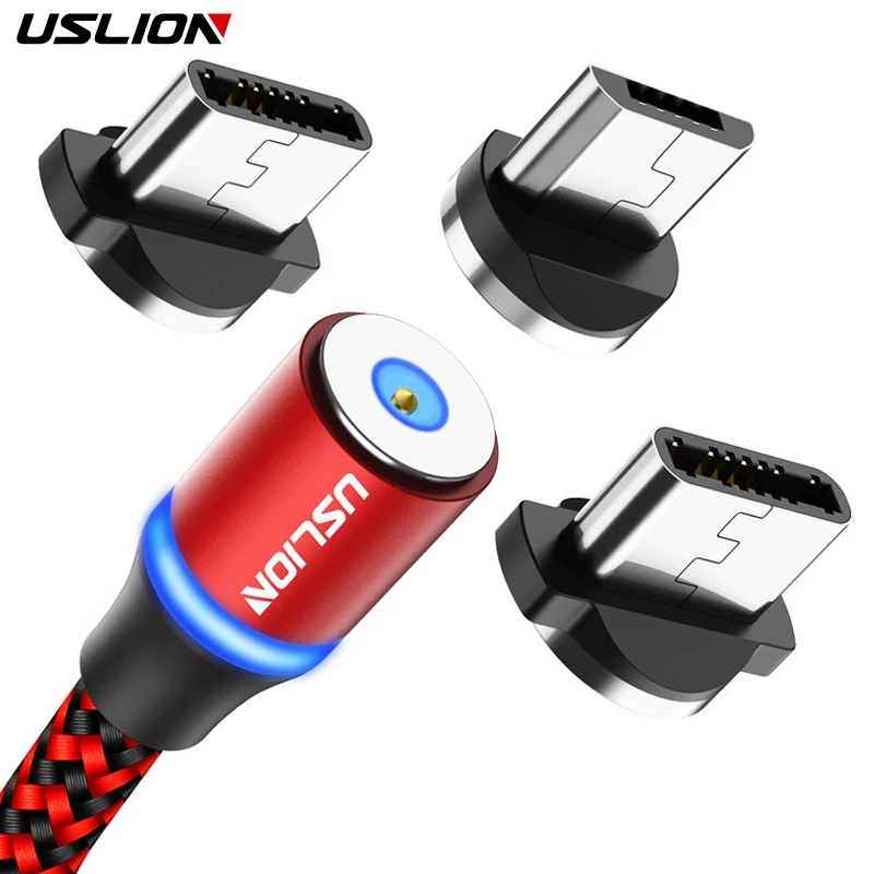 

USLION LED Magnetic Cable Micro USB Cable Type C Cable Type-C Magnet Charger Cable for Samsung S10 S9 Xiaomi mi 6 Xiomi Huawei