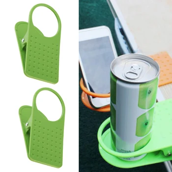 

2 Pieces Plastic Table Desk Side Water Cup Stand Holder Clip Camping Picnic