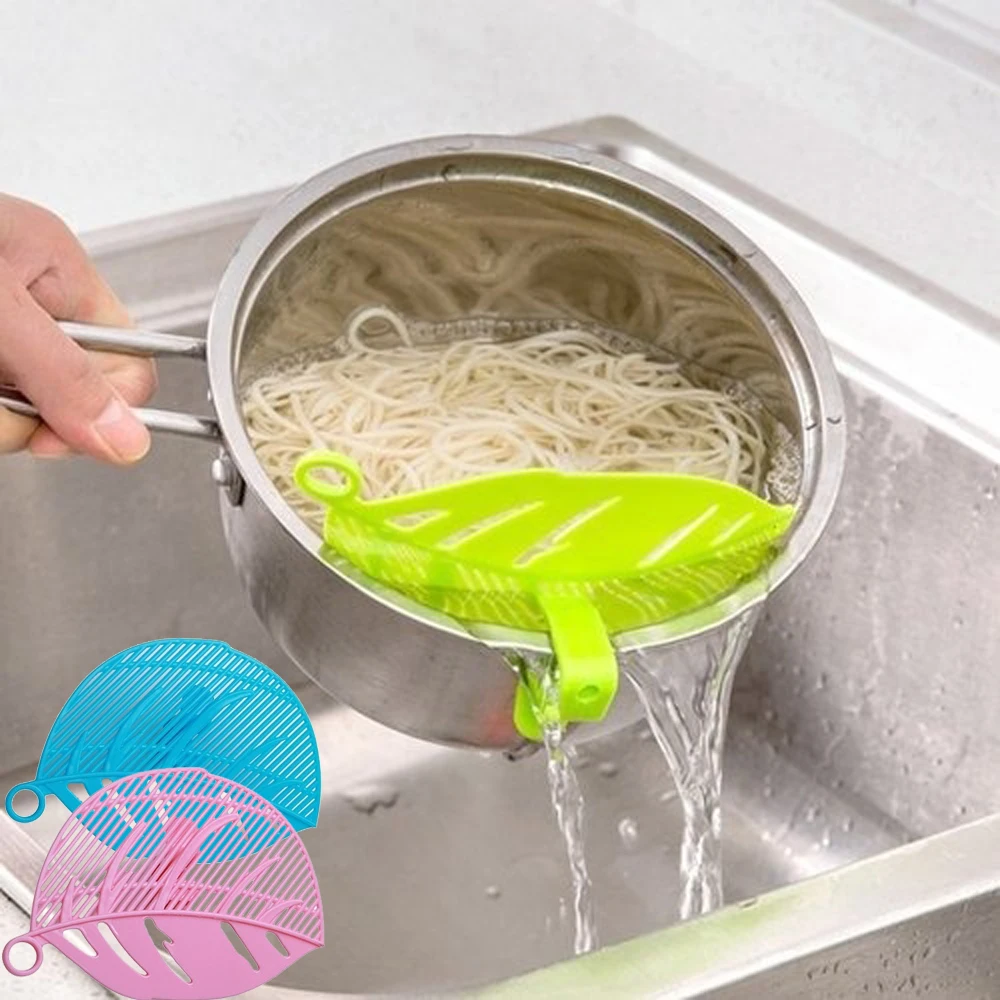 

1PC Durable Clean Leaf Shape Rice Wash Sieve Beans Peas Cleaning Gadget Kitchen Clips Tools Multifunction Filtering Baffle