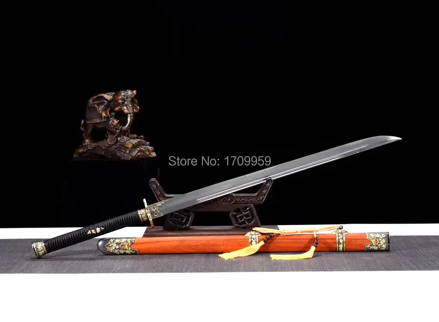 Готовый для битвы KungFu Broadsword Dao Sword 1095 Высокоуглеродистая сталь лезвие острое красное дерево Saya китайская Династия Цин меч