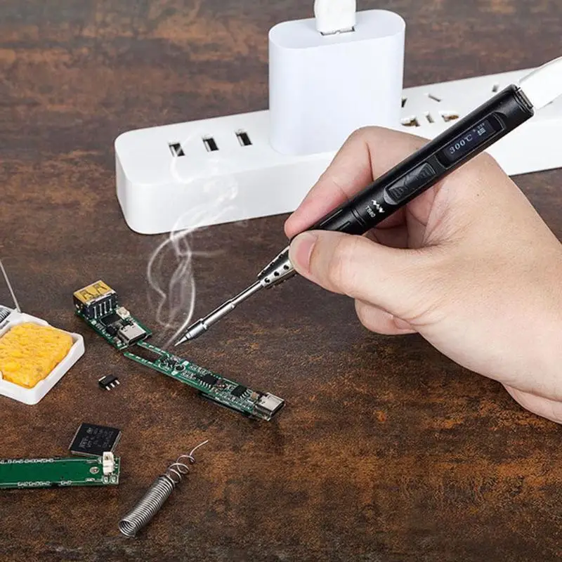 

TS80 Mini Portable Electric Soldering Iron Adjustable Temperature Digital Solder Station with OLED Display USB Type C Power Jack