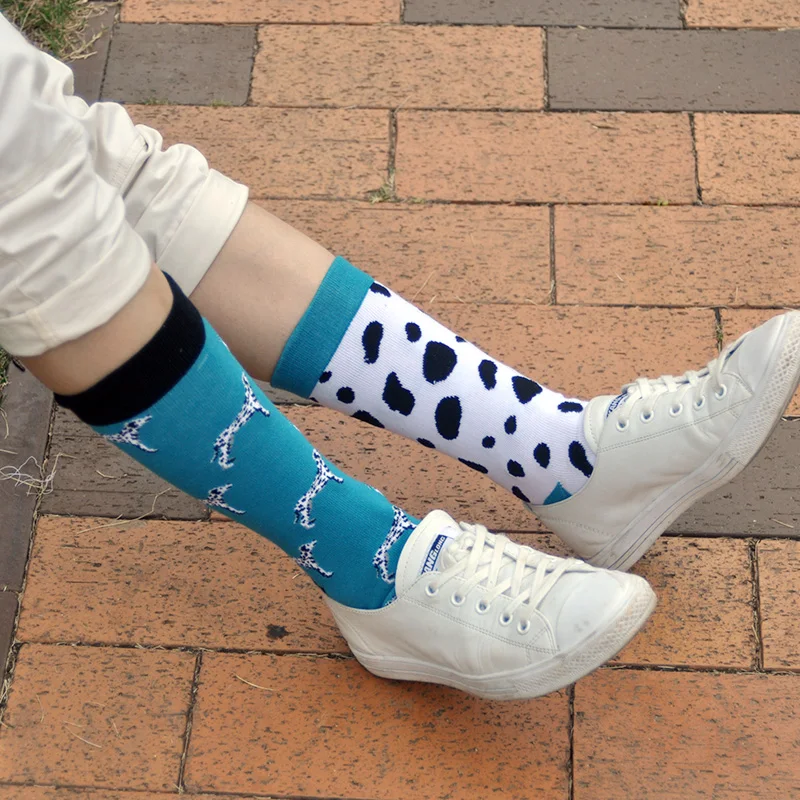 Casual Matching Socks Women Unisex Different Design Combinations Guitar-Notes Hamburger-fries Funny Cotton Long Christmas Socks