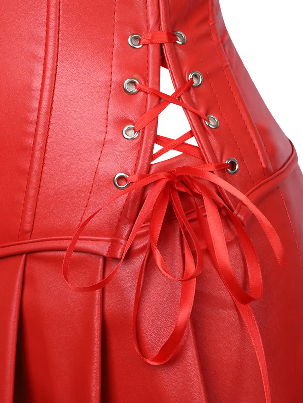 Wipalo Plus Size Strapless Lace Up Corset With Mini Skirt Sexy Zipper Solid Leather Bustier Women Wire Free Intimates 2XL|Бюстье и