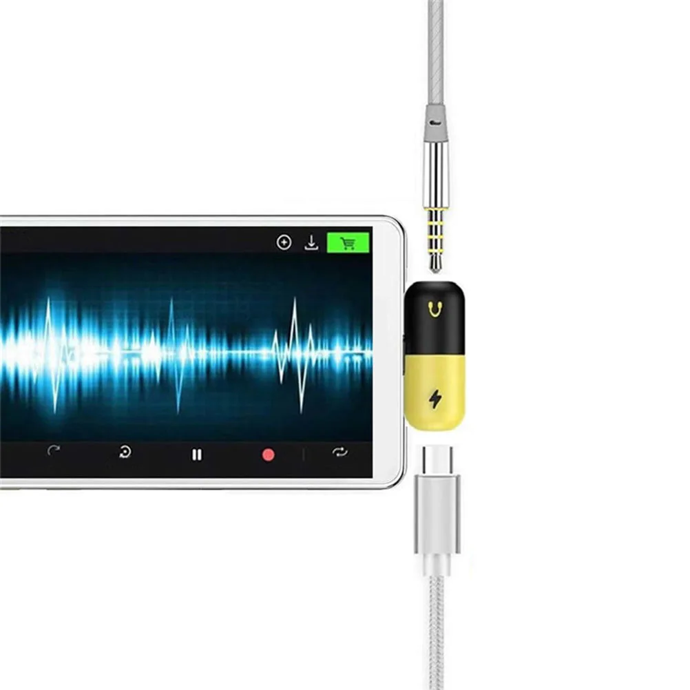 Dual Headphone Jack Type c Adapter 2 In 1 Audio Charger For Samsung HTC