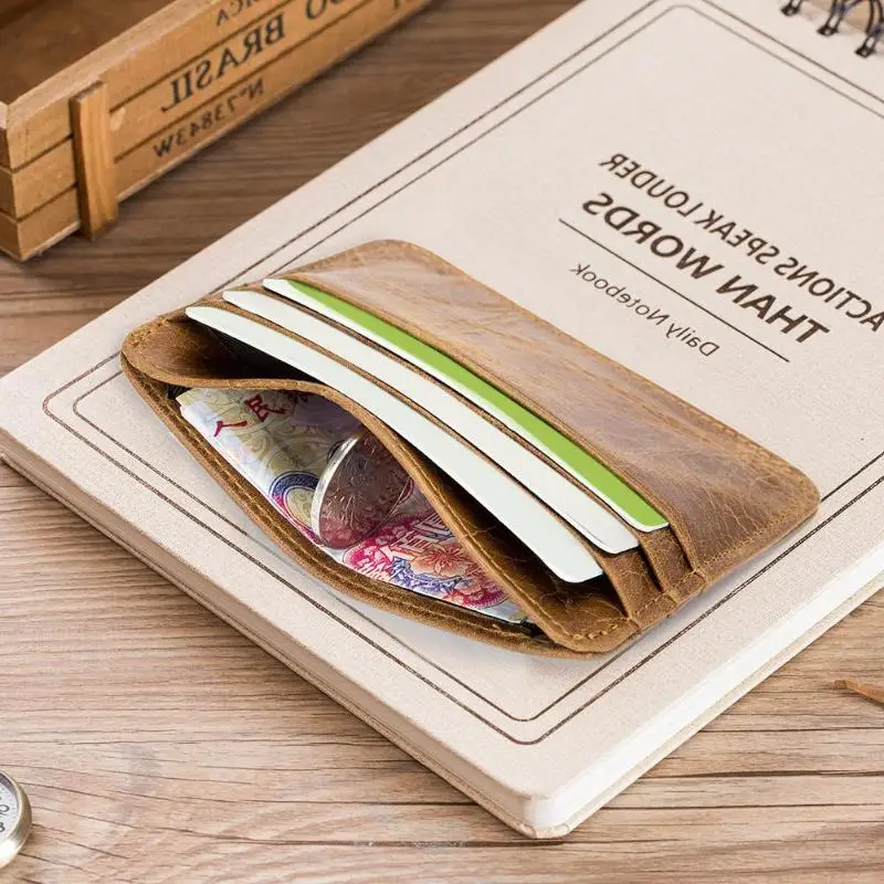 

BULLCAPTAIN Wallets Women Men Coin Purse Business Card Box Cards Holder genuine Leather Wallet for Credit Cards Soft Card Case