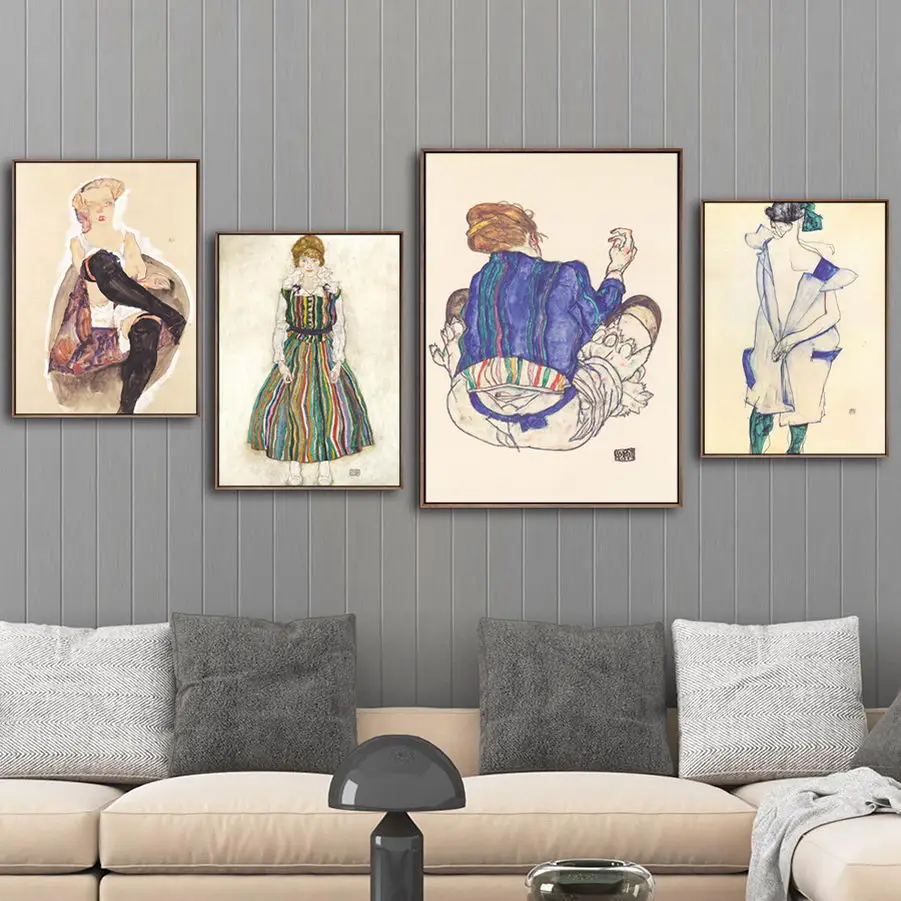 

Vinsonloud Home Decoration Print Canvas Wall Art Picture Poster Paintings Oil Unframed Drawings Austrian Egon Schiele