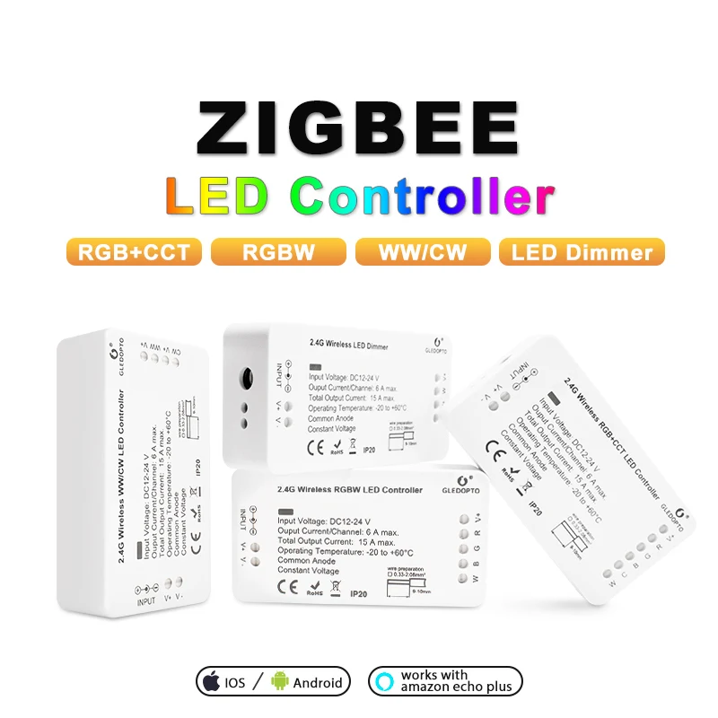 ZIGBEE светодиодный контроллер RGB RGBW RGBCCT WW CW DC 12 В 24 В Светодиодная лента Одноцветный диммер умный контроллер Zll контроллер приложения