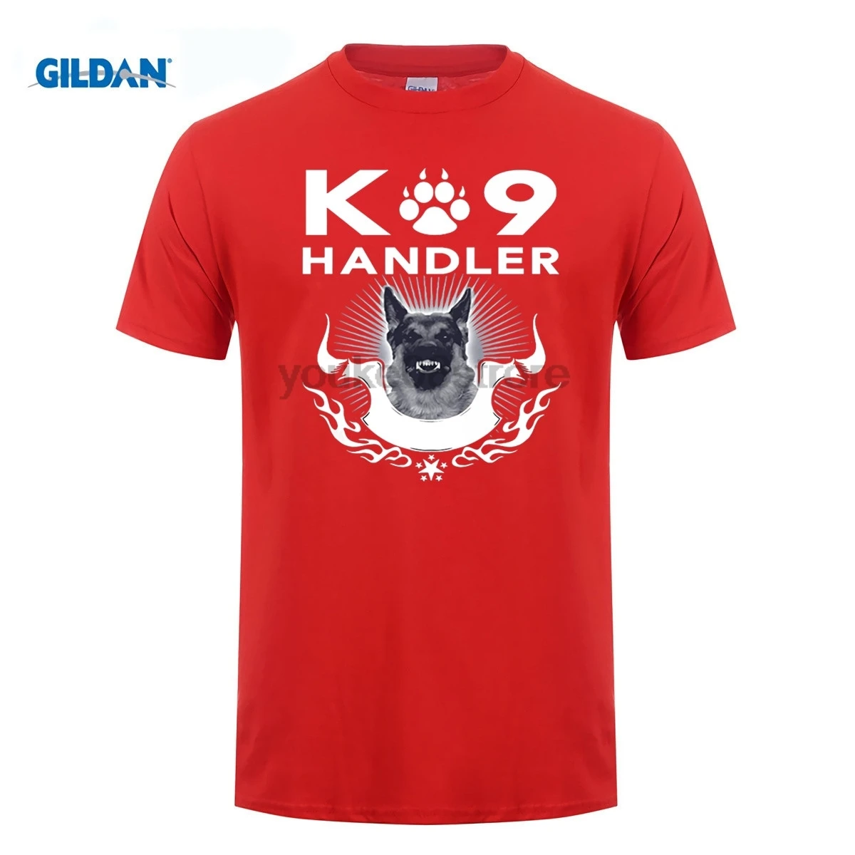 

GILDAN 100% Cotton O-neck custom printed T-shirt K9 Handler Flag TShirt