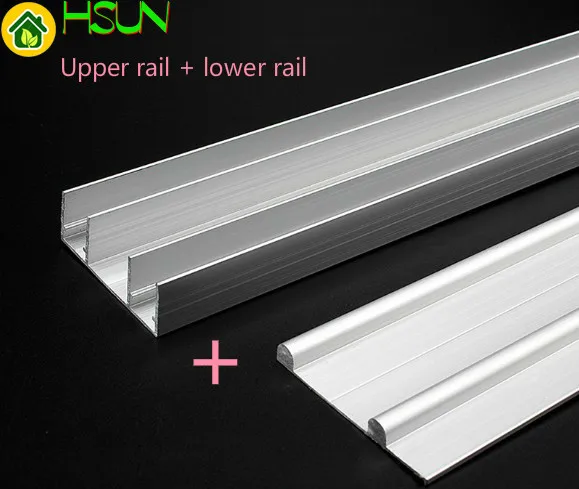 Us 5 46 12 Off 50 60 70cm No Grooves Aluminum Alloy Wardrobe Moving Door Track Push Pull Sliding Gate Double Chute Guide Cabinet Wheel Track In