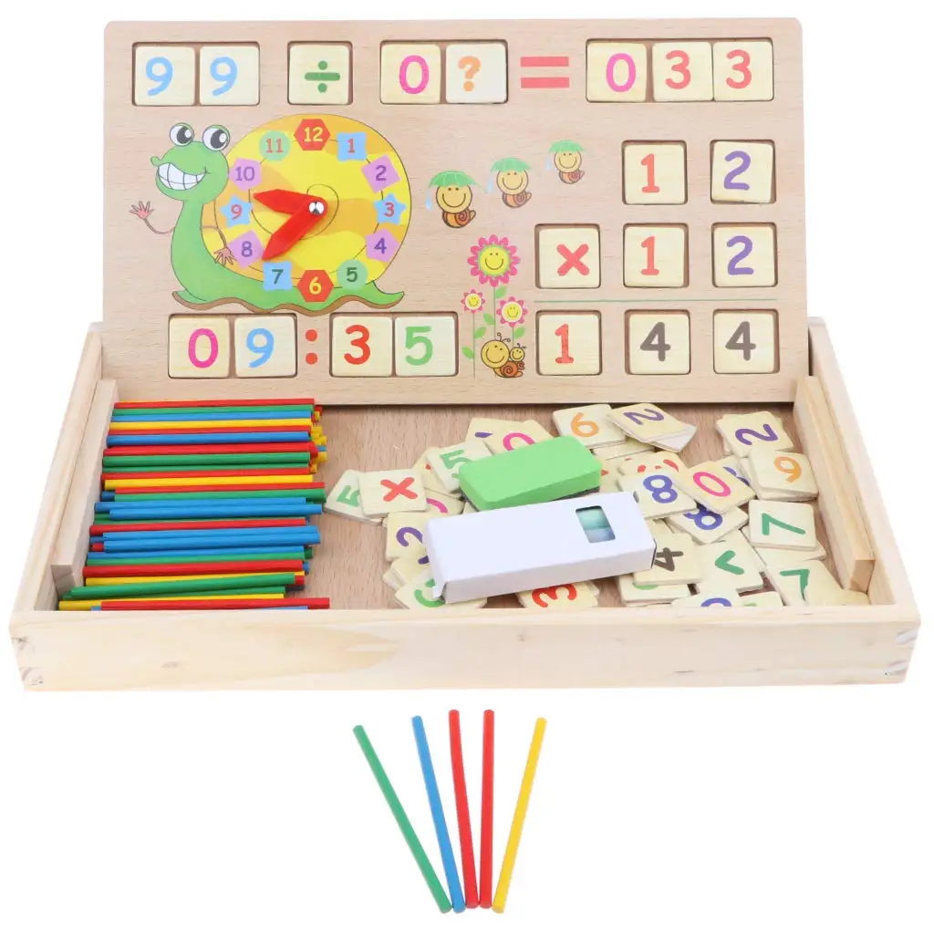 Montessori Mathematical Materials Counting Sticks Blackboard Clock Early Learning Educational Toys Gift for Children Kids
