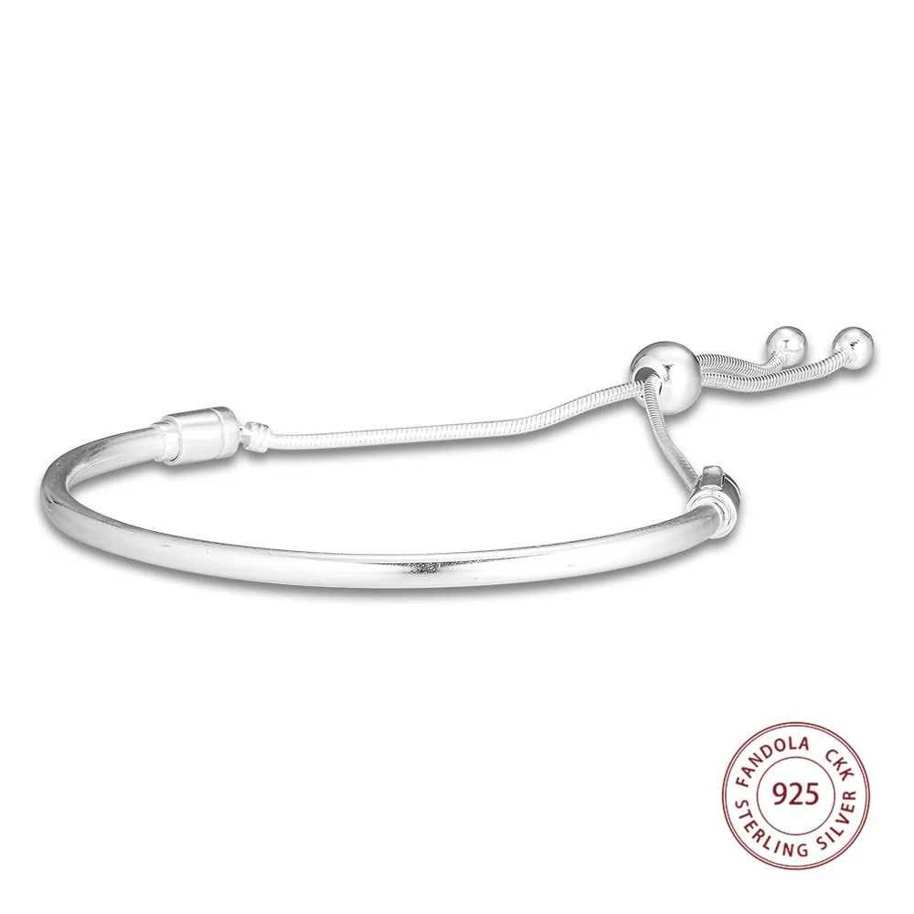

Fandola 925 Sterling Silver Moments Silver Sliding Bangle Femme Charm Bracelets for Women Silver 925 Jewelry Lovers' Gift
