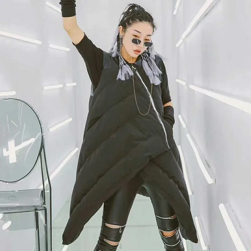 CHICEVER 2018 Winter Sleeveless Down Jacket For Women Vest Female Gilet Zipper Asymmetric Hem Women's Waistcoat Fashion Clothing