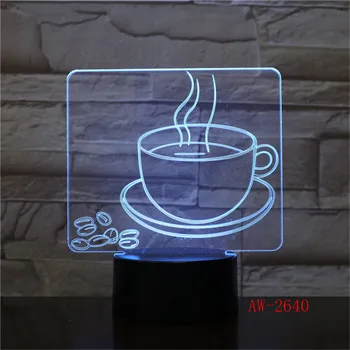 online 3D Lâmpada Coffe Cup Illusion 7 Toque RGB Mudança Da Cor Da Lâmpada LED USB Mesa De Luz Da Noite De Cabeceira Decoração LED Dropshipping AW-2640