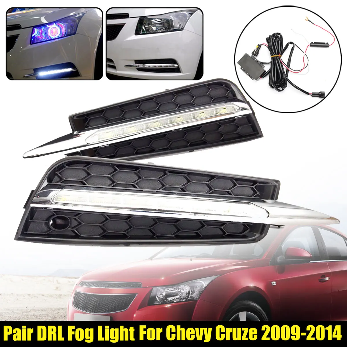 

Pair High Power 6 LED Daytime Running Light DRL Lamp Fog Light Kit for Chevy for Cruze 2009 2010 2011 2012 2013 2014
