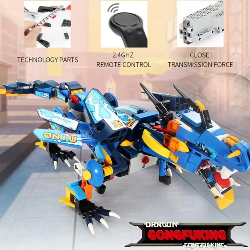 

433PCS 2.4G Remote Control Dinosaur Building Block Electric RC Animal Building Kit Practical Assemble Toys For Boys