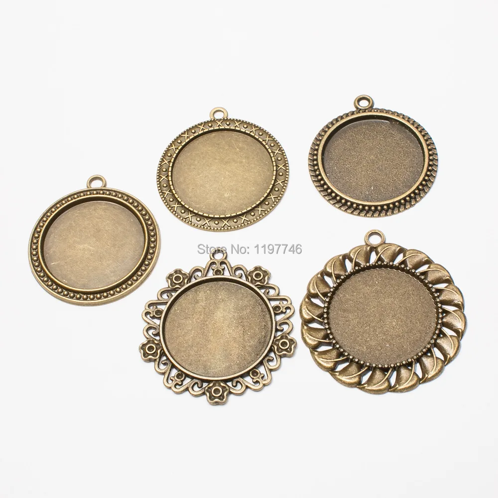 

Bronze Metal Bezel Blank Tray Glass Cabochon Cameo Necklace Pendants Charms Round Base Making Findings Diy Handmade Jewelry 2019