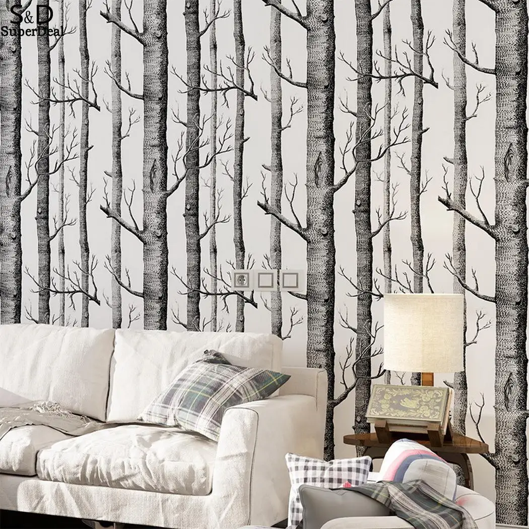 

Wall Decoration Abstract Black White Tree Branch Home, Hotel, Clothing Store, etc Printed Non-woven Wallpaper