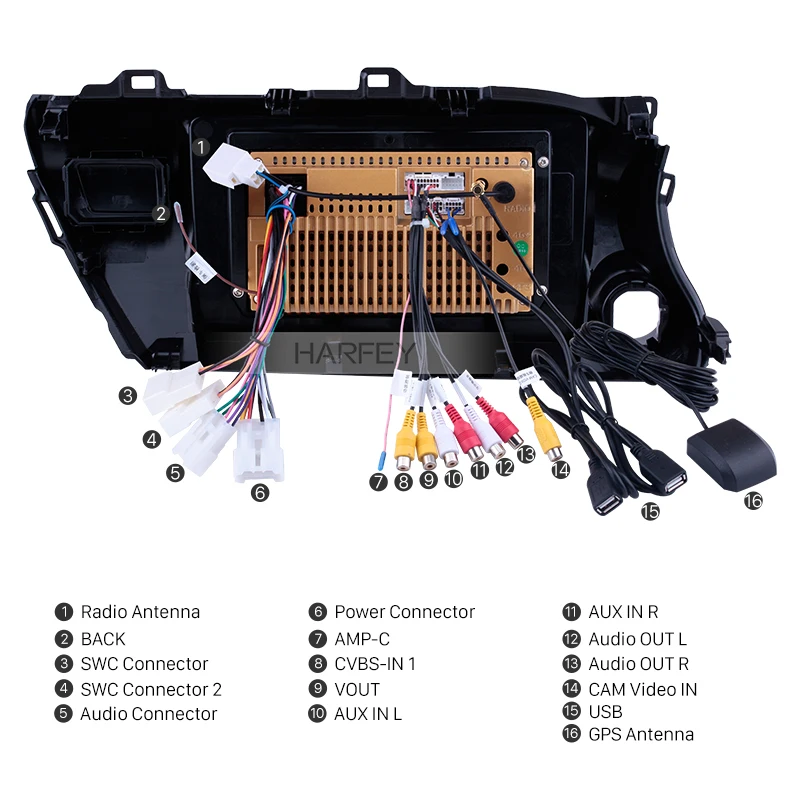 Flash Deal Harfey 10.1" Android 8.1 HD Autoradio Car Stereo 2 Din for TOYOTA HILUX Left Hand Driver 2016-2018 with Bluetooth GPS Navi USB 3