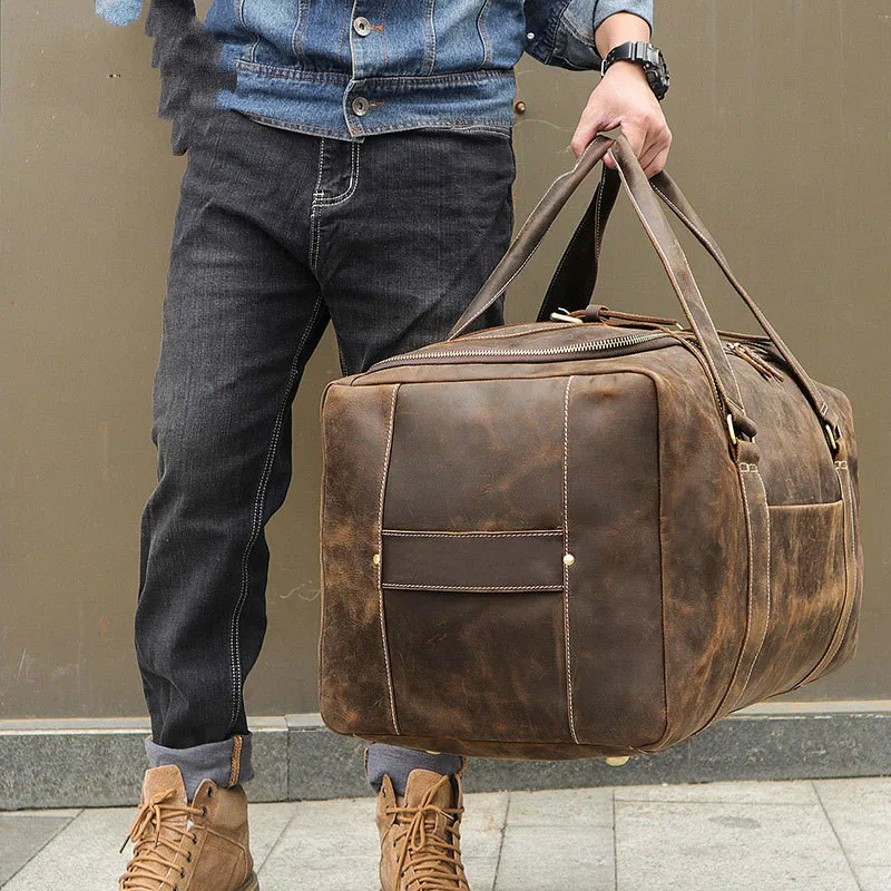 

Large Capacity Men's Leather Travel Bag 6008R Large Weekend Duffel Bag Big Genuine Leather Business Men's Design Duffle Handbag